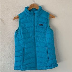 Patagonia Girls Blue Down Sweater Vest Sz XL